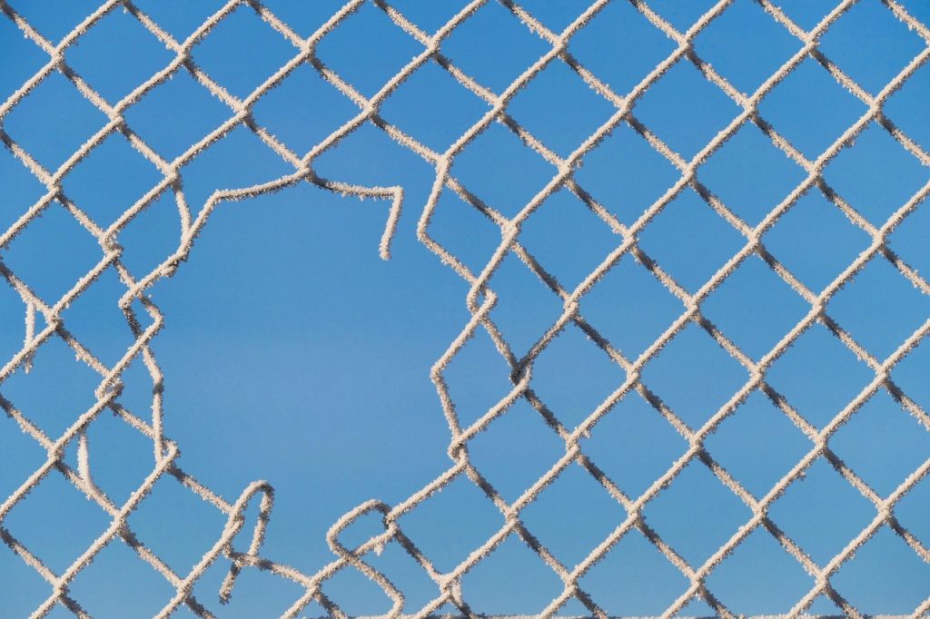 breakthrough, fence, hole, ice cream, frozen, insight, outlook, heaven, sun, broken, damage, accident